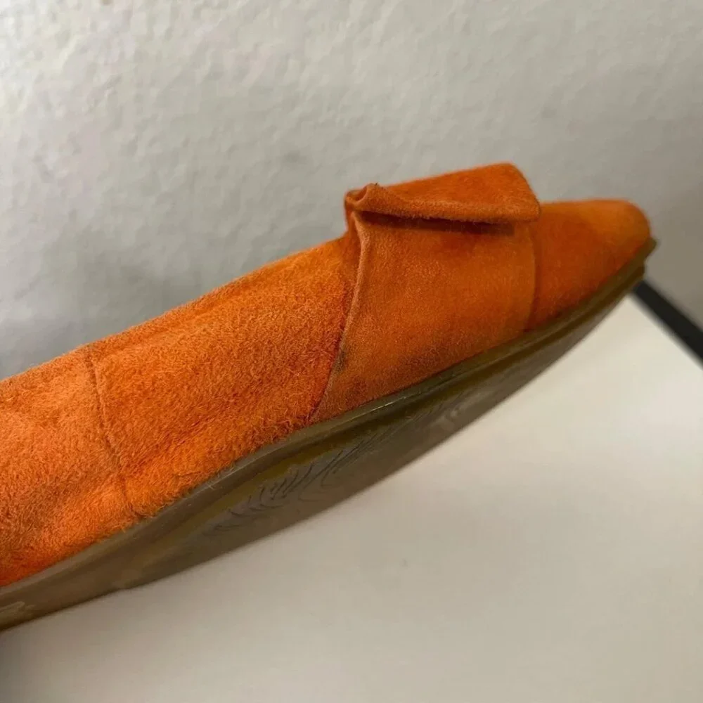 Christian Dior Ballet Flats Orange Suede Bow Ribbon Women's‎ Size 39 EU/9 US